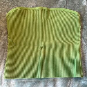JustFab Bright Green Ribbed Tube Top